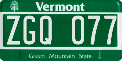 VT license plate ZGQ077