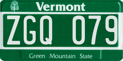 VT license plate ZGQ079