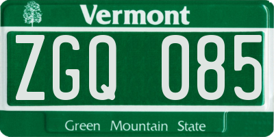 VT license plate ZGQ085