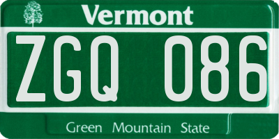 VT license plate ZGQ086