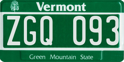 VT license plate ZGQ093