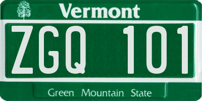 VT license plate ZGQ101