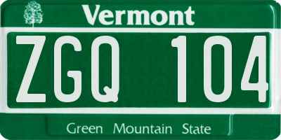 VT license plate ZGQ104