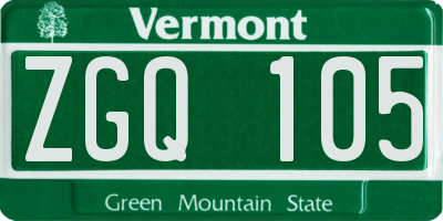VT license plate ZGQ105