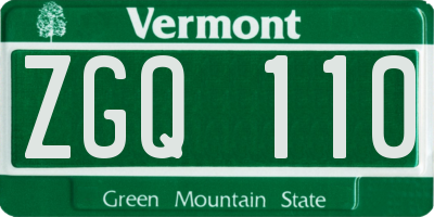 VT license plate ZGQ110