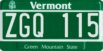 VT license plate ZGQ115