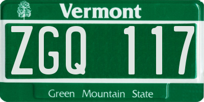 VT license plate ZGQ117