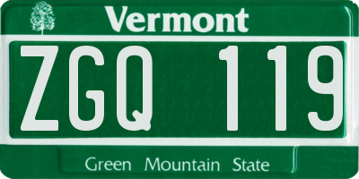 VT license plate ZGQ119