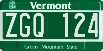 VT license plate ZGQ124