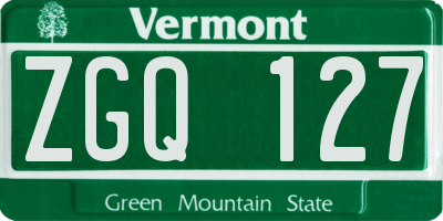 VT license plate ZGQ127