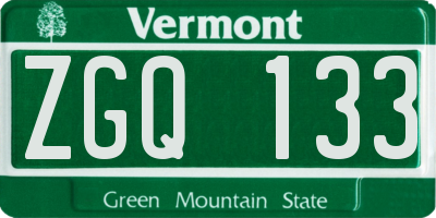 VT license plate ZGQ133
