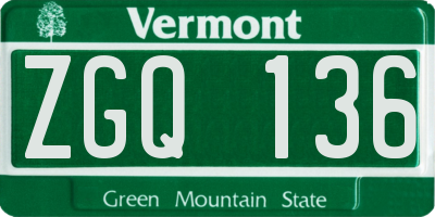 VT license plate ZGQ136