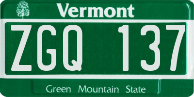 VT license plate ZGQ137
