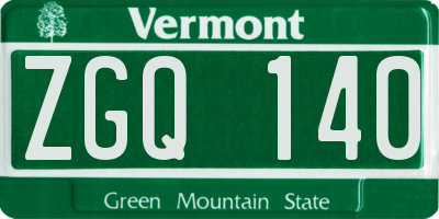 VT license plate ZGQ140