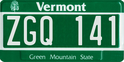 VT license plate ZGQ141