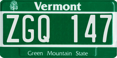 VT license plate ZGQ147