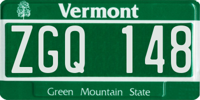 VT license plate ZGQ148