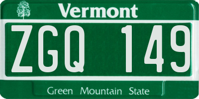 VT license plate ZGQ149