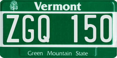 VT license plate ZGQ150