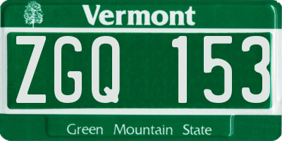 VT license plate ZGQ153