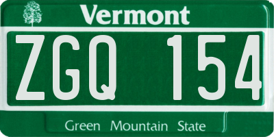 VT license plate ZGQ154