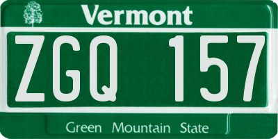 VT license plate ZGQ157