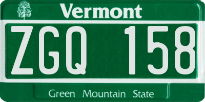 VT license plate ZGQ158