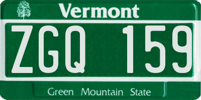 VT license plate ZGQ159
