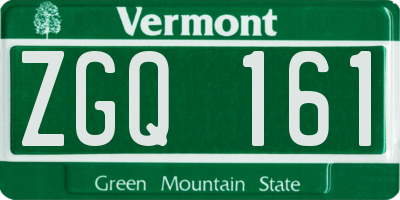 VT license plate ZGQ161