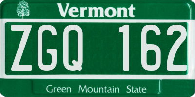 VT license plate ZGQ162