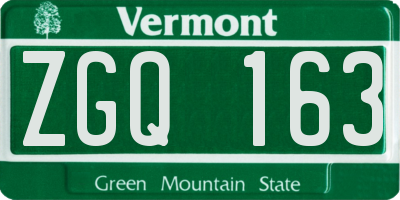 VT license plate ZGQ163