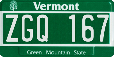VT license plate ZGQ167