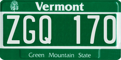 VT license plate ZGQ170