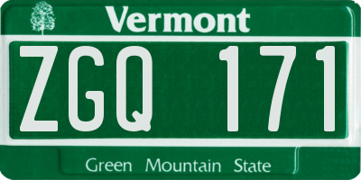 VT license plate ZGQ171