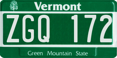 VT license plate ZGQ172