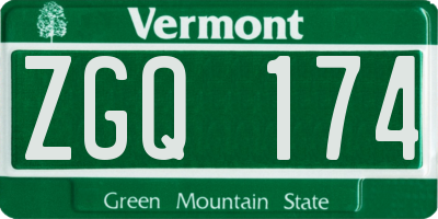 VT license plate ZGQ174