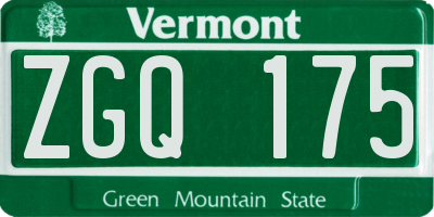 VT license plate ZGQ175