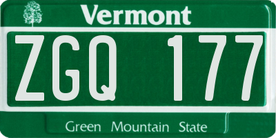 VT license plate ZGQ177