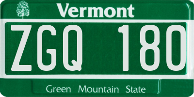 VT license plate ZGQ180