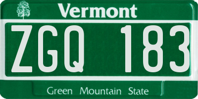 VT license plate ZGQ183