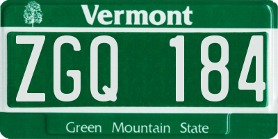 VT license plate ZGQ184