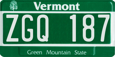 VT license plate ZGQ187