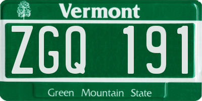 VT license plate ZGQ191