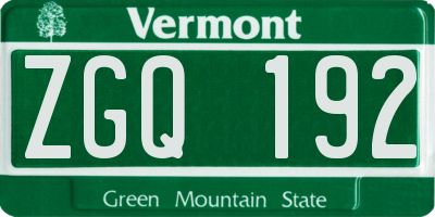 VT license plate ZGQ192