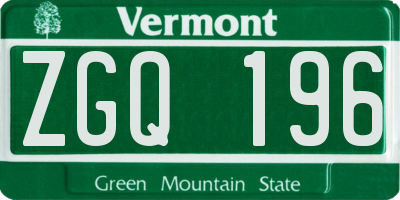 VT license plate ZGQ196