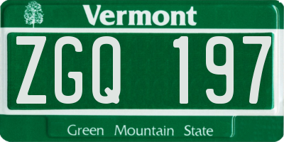 VT license plate ZGQ197