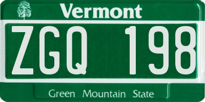 VT license plate ZGQ198