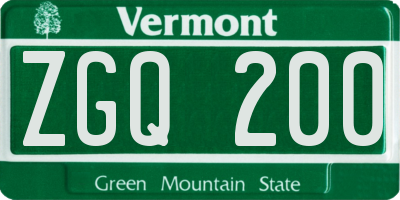 VT license plate ZGQ200