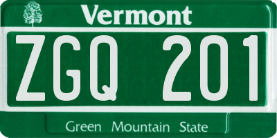 VT license plate ZGQ201