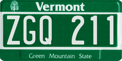 VT license plate ZGQ211